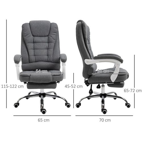 Computer Office Chair Home Swivel Task Recliner w/ Footrest Arm Grey