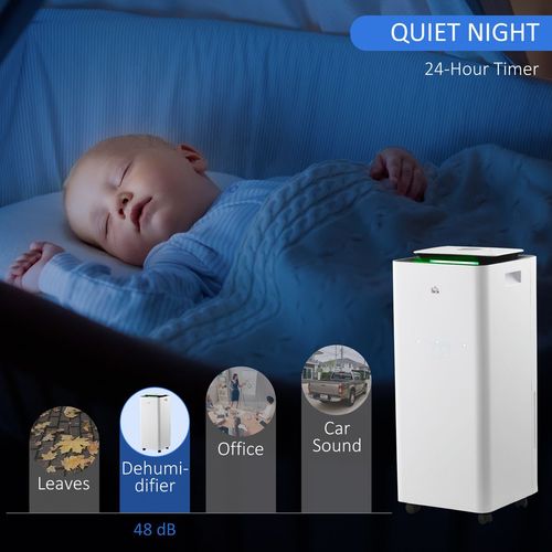 16L/Day Protable Quiet Air Dehumidifier with Purifier Timer 5 Modes HOMCOM