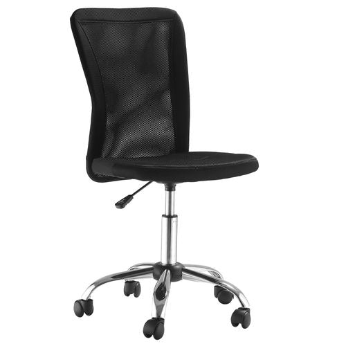 Armless Office Chair Ergonomic Padded Height Adjustable Mesh Back 5 Wheels