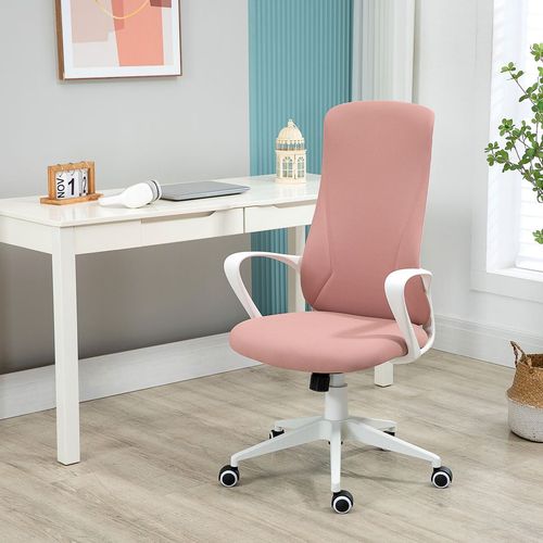 High-Back Home Office Chair Height Adjustable Elastic Desk Chair Pink Vinsetto