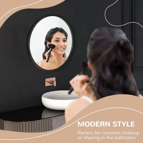 Modern Wall-mounted Vanity Mirror for Bedroom Bathroom Washroom Black 40x40cm