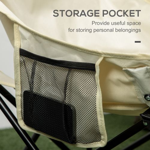 Folding Camping Chair with Carrying Bag and Storage Pocket White Outsunny