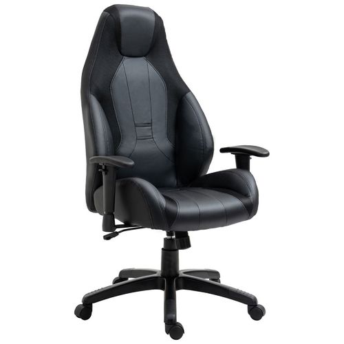 High Back Executive Office Chair Gaming Recliner w/ Footrest Black