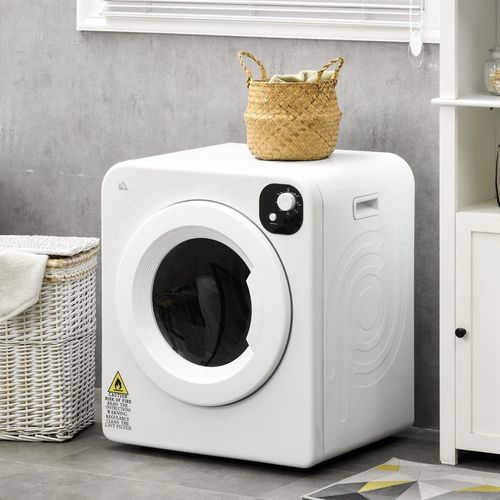 6kg Vented Tumble Dryer with 7 Dry Programmers for Small Spaces White HOMCOM