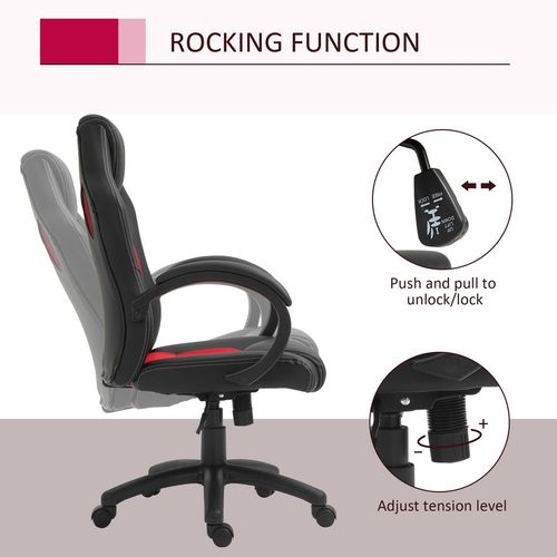 Executive Racing Swivel Gaming Office Chair PU Leather Computer Desk Chair Black