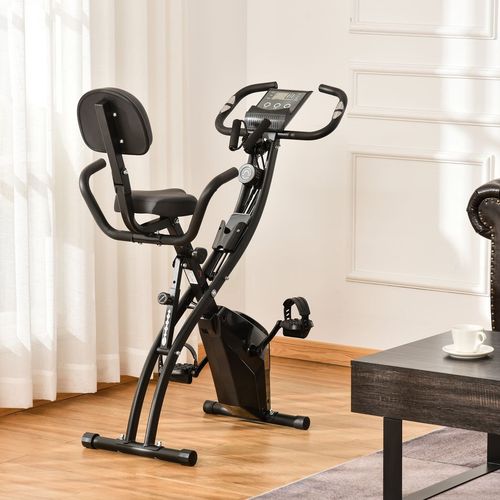 2-In-1 Upright Exercise Bike 8-Level Adjustable with Pulse Sensor Black HOMCOM