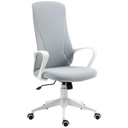 High-Back Home Office Chair Height Adjustable Elastic Desk Chair Grey Vinsetto