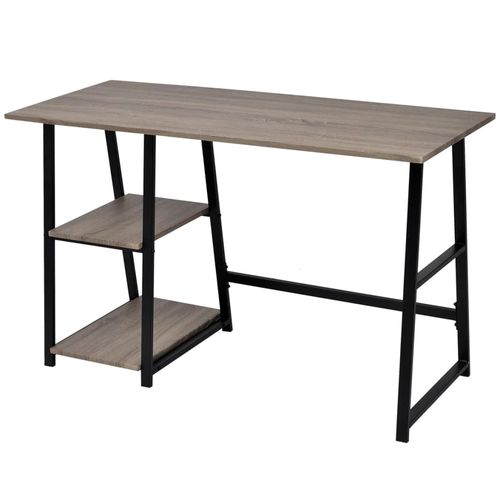 Desk with 2 Shelves Grey and Oak