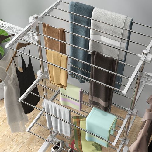 3 Layer Folding Cloth Hanger Stand Towel Hanging Dryer Rack Holding Airer HOMCOM