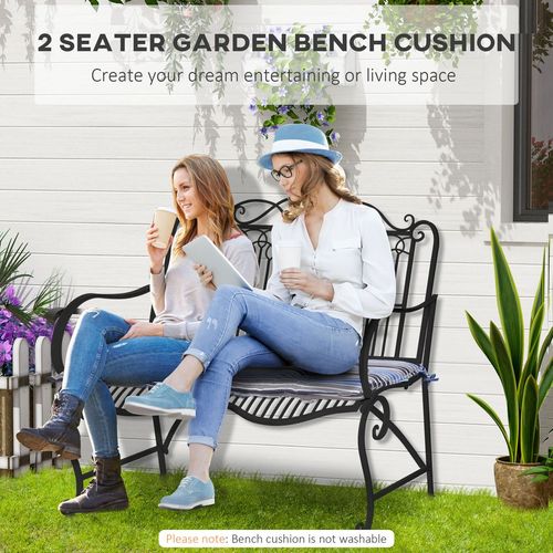 2 PCS Patio Bench Swing Chairs Garden Chairs Double Seat Cushion Mat Strips Blue