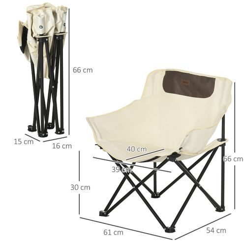 Folding Camping Chair with Carrying Bag and Storage Pocket White Outsunny