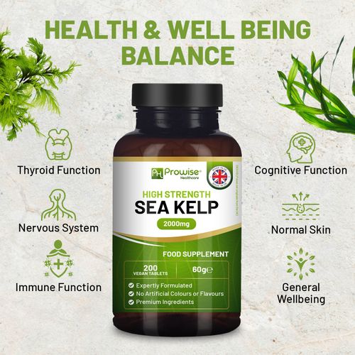 Sea Kelp 2000mg 200 Vegan Tablets Natural Source of Iodine