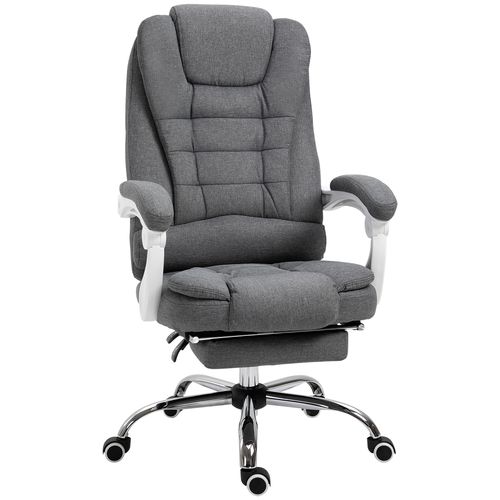 Computer Office Chair Home Swivel Task Recliner w/ Footrest Arm Grey