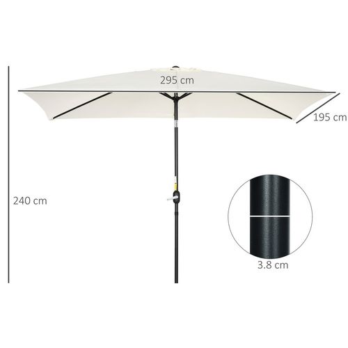 3x2m Patio Parasol Canopy Tilt Crank 6 Ribs Sun Shade Garden White