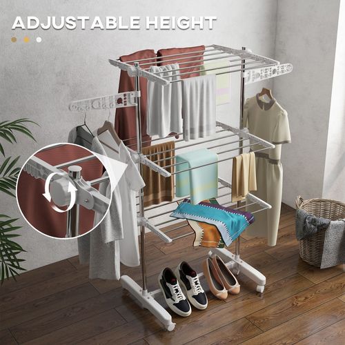 3 Layer Folding Cloth Hanger Stand Towel Hanging Dryer Rack Holding Airer HOMCOM