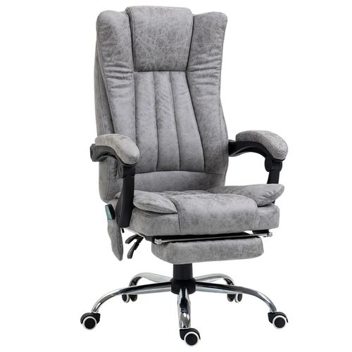 6-Point Vibrating Massage Office Chair w/ Microfibre Upholstery Arms Grey