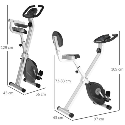 Magnetic Resistance Exercise Bike Foldable LCD Adjustable Seat Grey HOMCOM