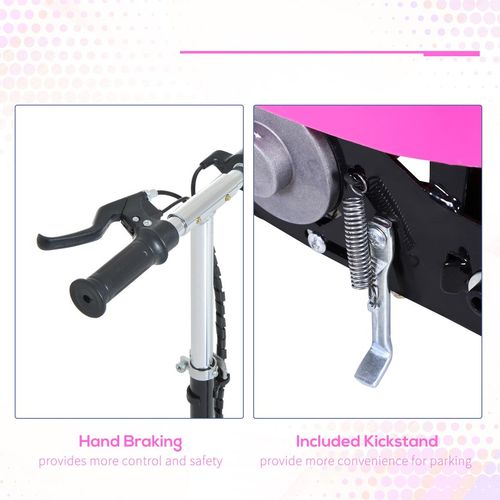 Kids Foldable Electric Powered Scooters 120W Toy Brake Kickstand Pink HOMCOM