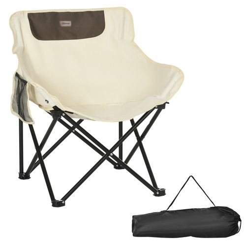 Folding Camping Chair with Carrying Bag and Storage Pocket White Outsunny