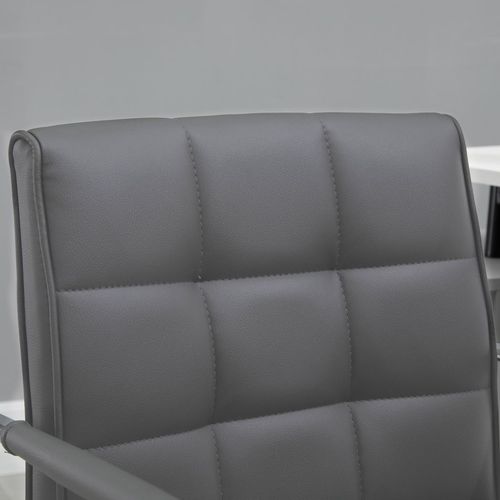 Mid Back PU Leather Home Office Chair Swivel Desk Chair with Arm Wheel Grey