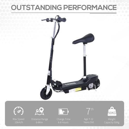 Kids Foldable Electric Powered Scooter 120W Toy Brake Kickstand Black HOMCOM