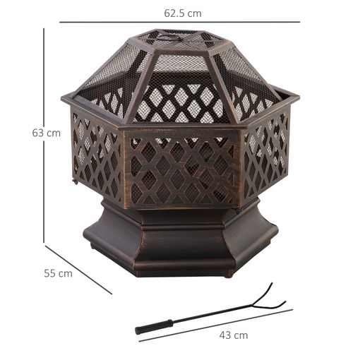 Outdoor Fire Pit with Screen Cover Portable Wood Burning Firebowl