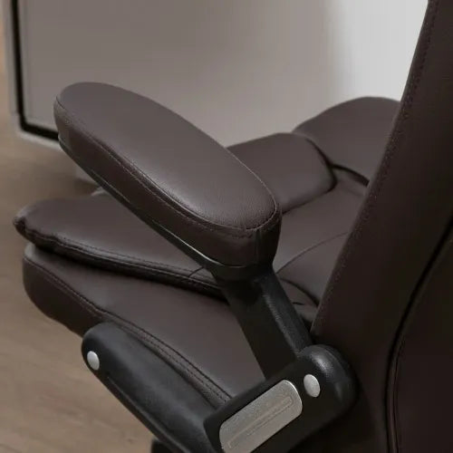 Executive Office Chair with Massage and Heat PU Leather Reclining Chair Brown