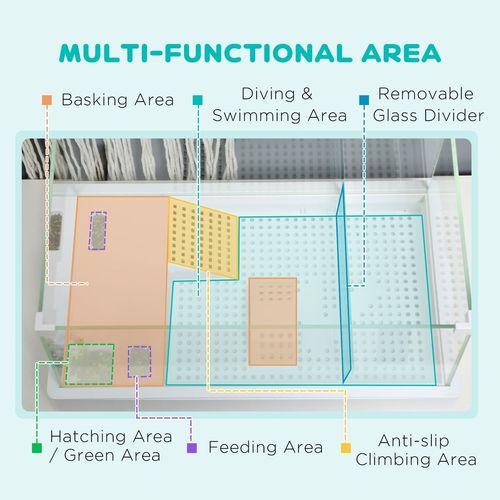 Turtle Tank Glass Tank w/ Basking Platform Reptile Habitat