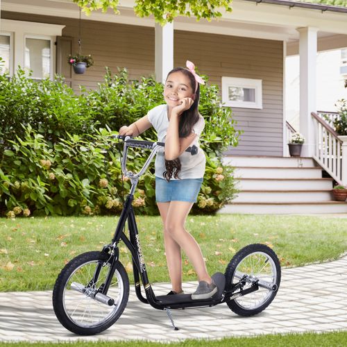 Teen Scooter Children Stunt Scooter 16" Tyres Adjustable Height Black HOMCOM