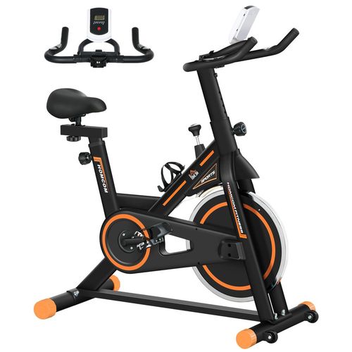 Exercise Bike Indoor Cycling w/ LCD Display Heart Rate Sensor Orange HOMCOM