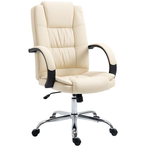 PU Leather Executive Office Chair High Back Height Adjustable Desk Chair Beige