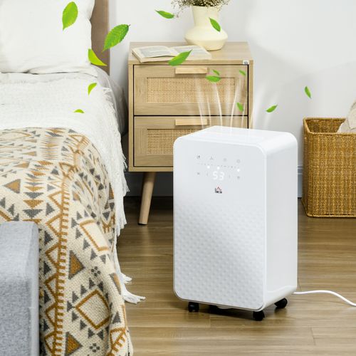 10L/Day Protable Quiet Air Dehumidifier with Purifier Timer 5 Modes HOMCOM