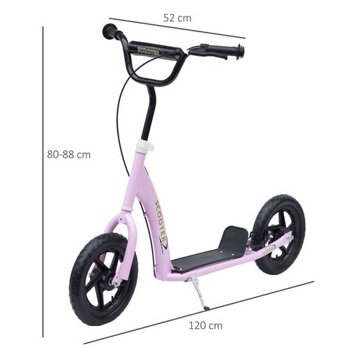 Push Scooter Teen Kids Stunt Bike Ride On with 12" EVA Tyres Pink HOMCOM