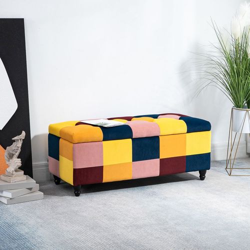 114 x 47 x 47cm Velvet Storage Ottoman Button-tufted Footstool Box