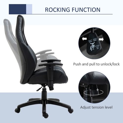 High Back Executive Office Chair Gaming Recliner w/ Footrest Black